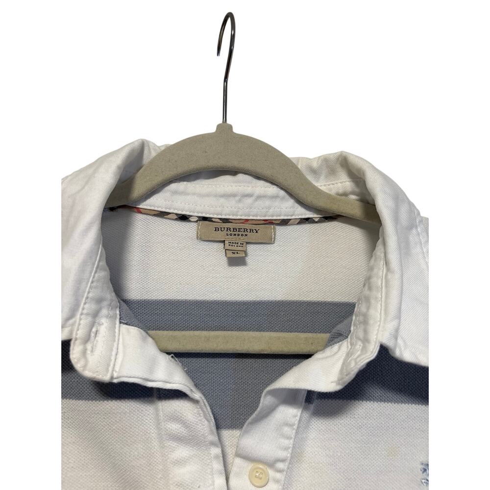 Burberry London XL Blue White Stripe Polo Shirt - Picture 3 of 9